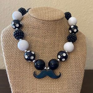 Black and White Mustache Bubblegum necklace
